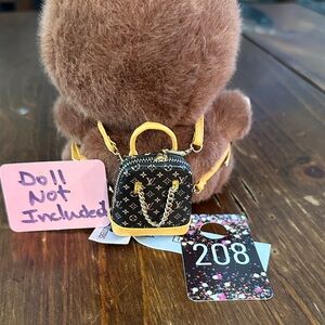208, Miniature Black and Gold LV BackPack or Handbag for doll(Doll Not Included)